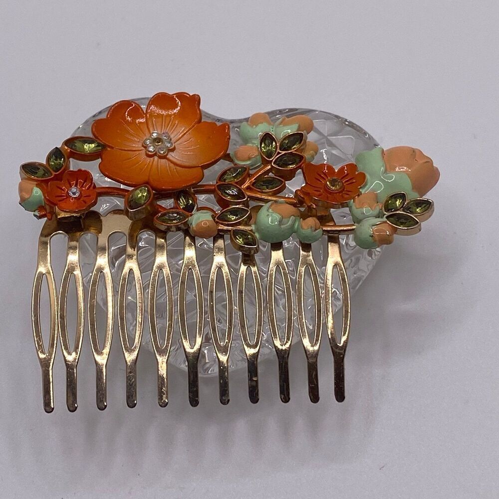 Vintage Euro Disney Hair Comb, Orange Flower Hair Comb, Hair Jewelry